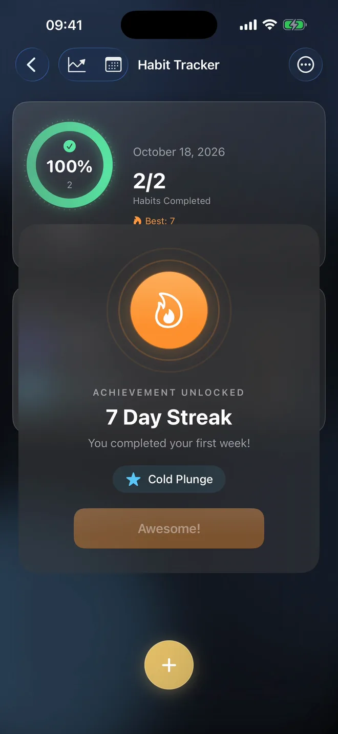 Completing a habit in Disciplines and unlocking a 7 day streak